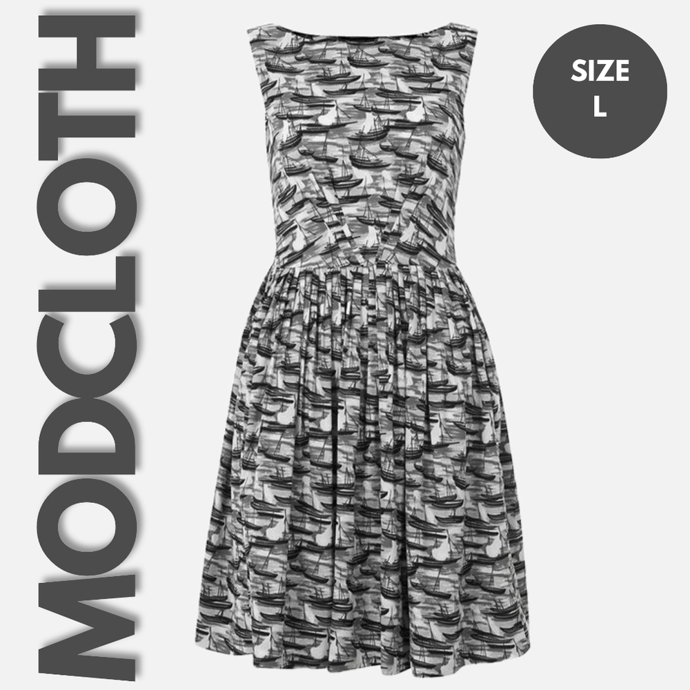 ModCloth/Emily and Fin Come Sail Away Sailboat Dress Size L
